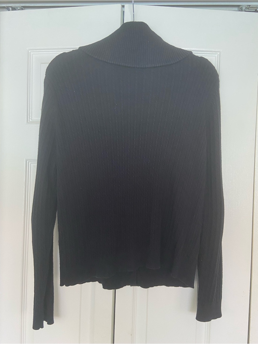 Ralph Lauren Black Ribbed Buttoning-Front Long Sleeve Cardigan - Picture 3 of 3